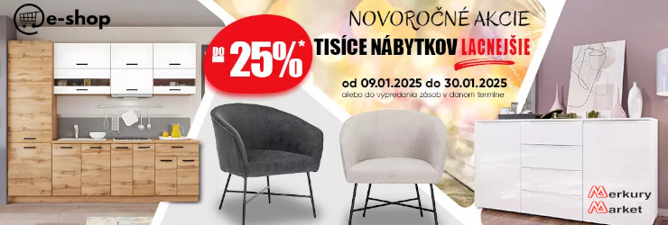 NOVOROČNÉ AKCIE DO -25% ZĽAVY na MerkuryMarket.sk